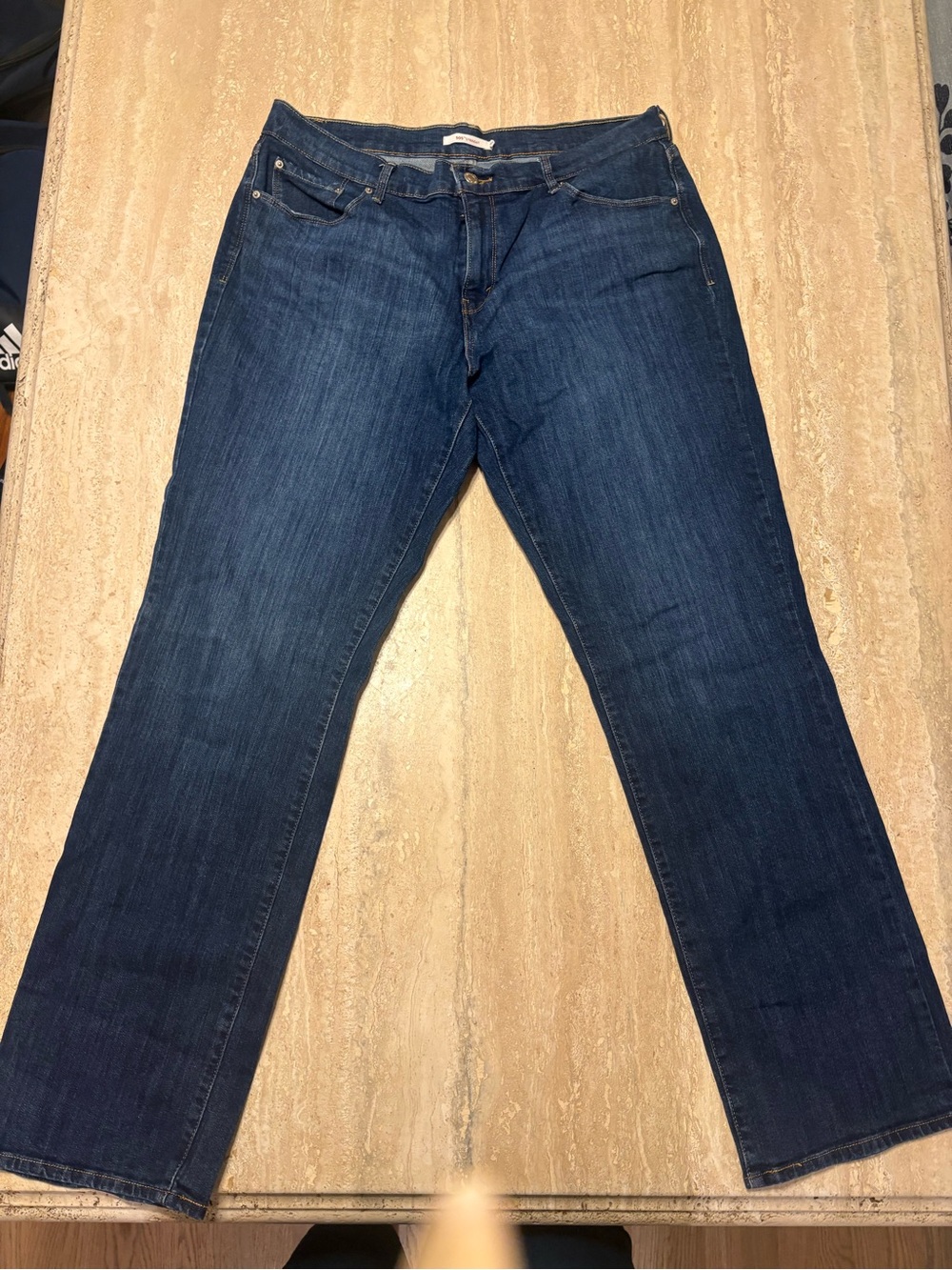 Levis 505 Straight Leg Jeans Womens 14 Medium L32 Dark Wash Stretch Denim